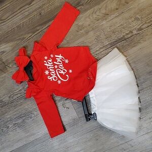 Santa Baby Matching Skirt, Top & Headband Size 12-18 Months